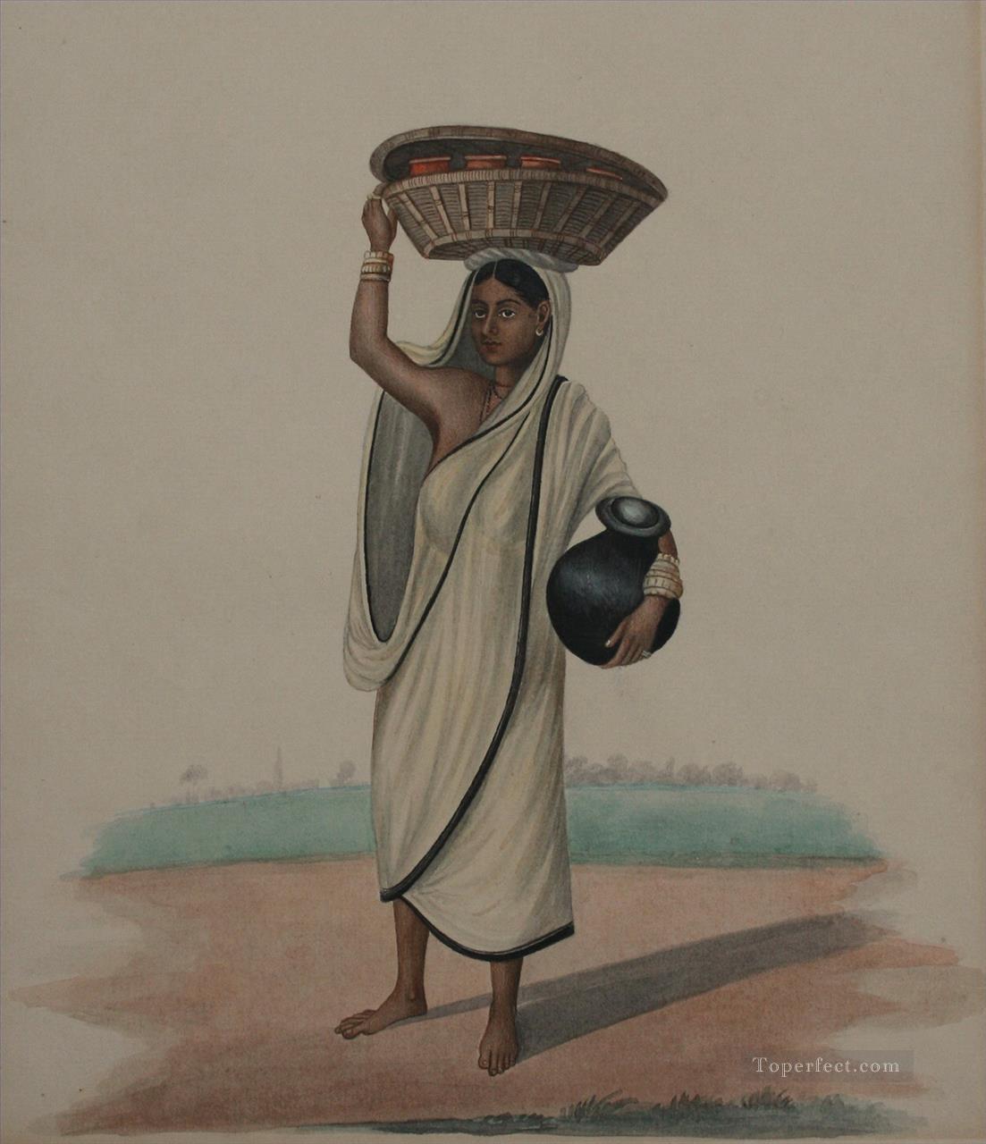 ヨーロッパの裕福な家庭のインド人のミルクウーマン油絵